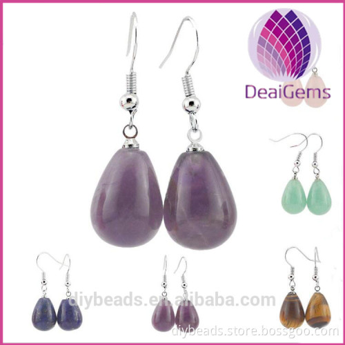 Wholesale fashion natural Crystal stone amethyst fishhook earrings teardrop shaped earrings jewelry